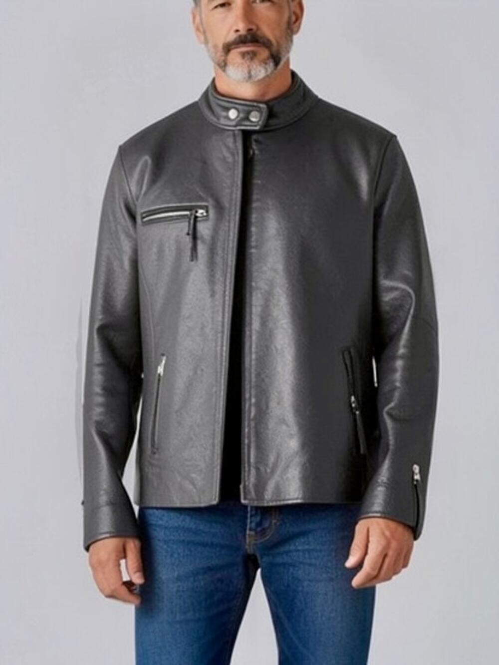 Wilsons Leather Side-Laced Motorcycle Jacket with Removable Liner Sz. L-44